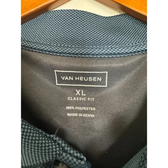 Van Heusen Polo Shirt Mens XL Blue Classic Fit Textured Performance READ - Picture 4 of 4